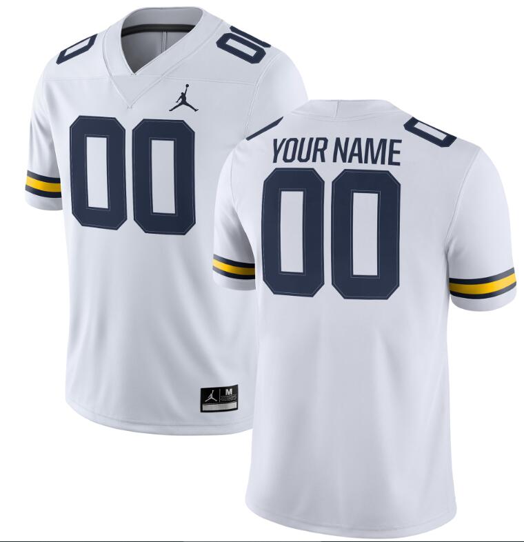NCAA Men Michigan Wolverines white customized jersey